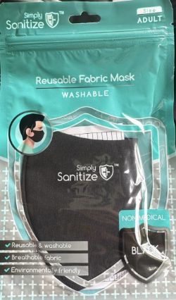 20000 SIMPLY FABRIC RE USABLE FACE MASKS BLACK