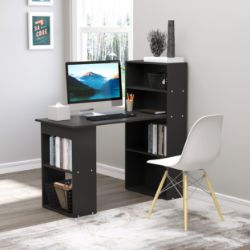 120CM MODERN COMPUTER DESK BOOKSHELF WRITING TABLE WORKSTATION 6 SHELVES