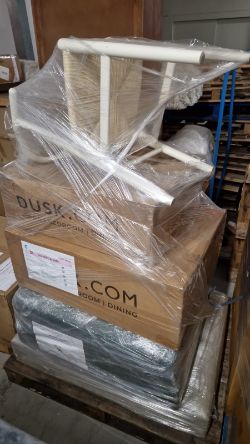 PALLET CONTAINING DUSK MIA PAIR OF DINING CHAIRS IN TAUPE MATT VELVET RRP £199