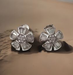 SILVER 925 CLUSTER EARRINGS CUBIC ZIRCONIA