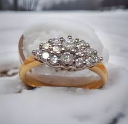 1CT DIAMOND CLUSTER RING 18CT YELLOW GOLD.SIZE M