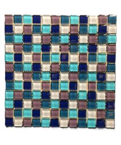 ONE PALLET (48 BXS - 624 SHEETS) PURPLE & BLUE MIX GLASS MOSAIC WALL TILE SHEETS 30X30CM.