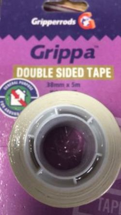 25 BXS (250 ROLLS) GRIPPA DOUBLE SIDED GENERAL PURPOSE TAPE 38MM X 5M.