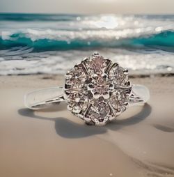 0.66CT DIAMOND CLUSTER RING 18CT WHITE GOLD INSURANCE VALUE CERTIFICATED £2190