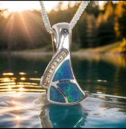 14K WHITE GOLD OPAL & DIAMOND PENDANT INSURANCE VALUE CERTIFICATED £1590