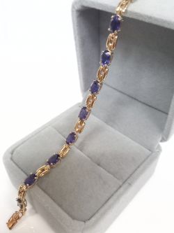 9CT YELLOW GOLD SAPPHIRE BRACELET 5.6G 7