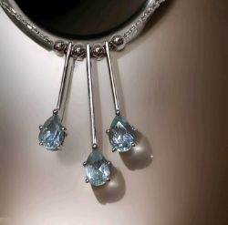 AQUAMARINE PEAR DROP PENDANT 9CT WHITE GOLD INSURANCE VALUE CERTIFICATED £1490