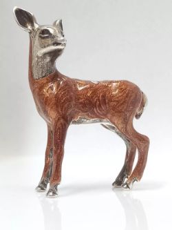 SATURNO STERLING SILVER ENAMEL DEER FAWN