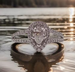 0.50CT PEAR DIAMOND 0.49CT DIAMOND SHOULDERS ENGAGEMENT RING 18CT WHITE GOLD INSU VALUE CERT £4990