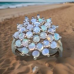 9CT LARGE OPAL AND DIAMOND CLUSTER RING SIZE L YELLOW GOLD INSURANCE VALUE CERTIFICATED £795