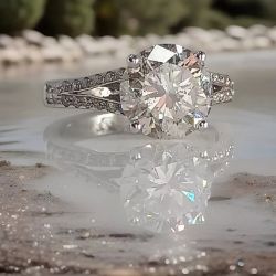 3.32 + 0.24 CARAT NATURAL ROUND CUT DIAMOND ENGAGEMENT RING IN 18K WHITE GOLD INS VALUE CERT £29500