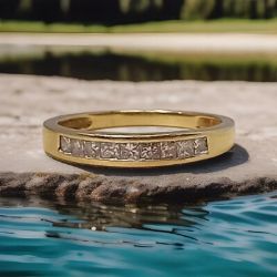 0.50CT PRINCESS CUT DIAMOND WEDDING BAND 18CT GOLD SIZE M INSURANCE VALUE CERTIFICATED £1190
