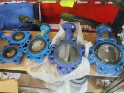 JOBLOT OF 5 - HEAVY DUTY BUTTERFLY VALVES MIXED SIZES -HERZ- SOME NEW SOME USED