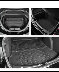 TESLA MODEL 3/Y ALL WEATHER 3D TRUNK MATS - BLACK - INTERIOR CAR ACCESSORIES - NEW 3PSC