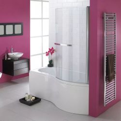 JOBLOT 2X P SHAPE BATH TUB WITH SCREEN SIDE END PANEL 1700MM X 700MM RIGHT HAND EB101