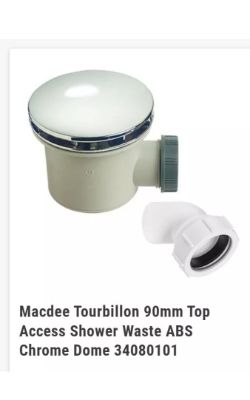 JOBLOT OF 25 -MACDEE TOURBILLON 90MM TOP ACCESS SHOWER WASTE ABS CHROME DOME 34080101
