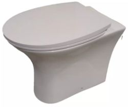 TOILET RIMLESS BTW PAN SOFT CLOSE SEAT CERAMIC GLOSS WHITE 550 X 360 X 460MM