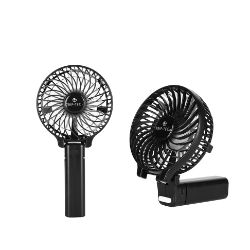 100 UNITS - HANDHELD RECHARGEABLE PERSONAL MINI PORTABLE FAN, 3 SPEED SETTINGS, FOLDS TO DESK