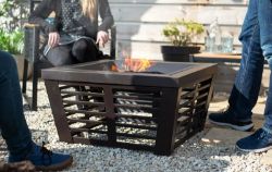 LA HACIENDA ELDA LARGE FIRE PIT WITH BBQ GRILL - OUTDOOR LOG BURNER GARDEN PATIO