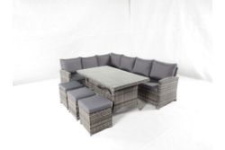 BRAND NEW LUXURY FURNITURE, 10 SEATER OUTDOOR TABLE DINING SET IN GREY WITH GREY CUSHIONS. RRP £2999