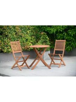 BRAND NEW JOHN LEWIS ANYDAY 2-SEAT FOLDING EUCALYPTUS WOODEN GARDEN BISTRO SET RRP £298.50