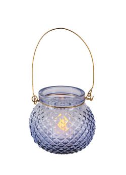 48 PCS PCS NEW STOCK HOME LIVING BRANDED STOCK TO CLEAR- BLUE GLASS CANDLE HOLDER 10CM DIMPLED