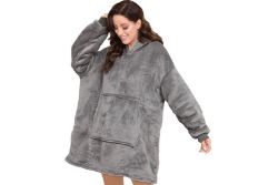 FREE DELIVERY - JOBLOT OF 5X HOODED SNUGGLE BLANKET - GREY(AQA-00117)
