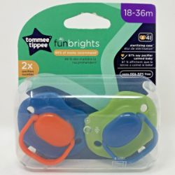 240 X PACKS TOMMEE TIPPEE FUN BRIGHTS 18-36M PACIFIERS BLUE AND GREEN