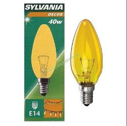 900 X SYLVANIA-CANDLE BULB 40W E14 YELLOW (100)8968