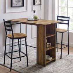 WALKER EDISON EDEN BRIDGE DROP LEAF BUTTERLY DINING SET TABLE & 2 STOOLS BARNWOOD RRP £399.99