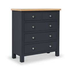 SHAKER STYLE BLACK/OAK 5 DRAWER CHEST