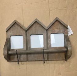 HOUSE SHAPED WALL MOUNT COAT RACK 3 HOOKS PICTURE HOLDER BY BLUE MOON AT HOME NEW X 2 PCS