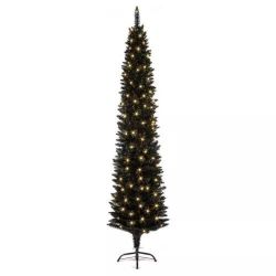 PREMIER DECORATIONS 6.5FT LED PRE-LIT PENCIL CHRISTMAS TREE - BLACK NEW