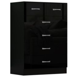 HIGH GLOSS BLACK 6 DRAWER SIDEBOARD / CUPBOARD / BUFFET / CHEST
