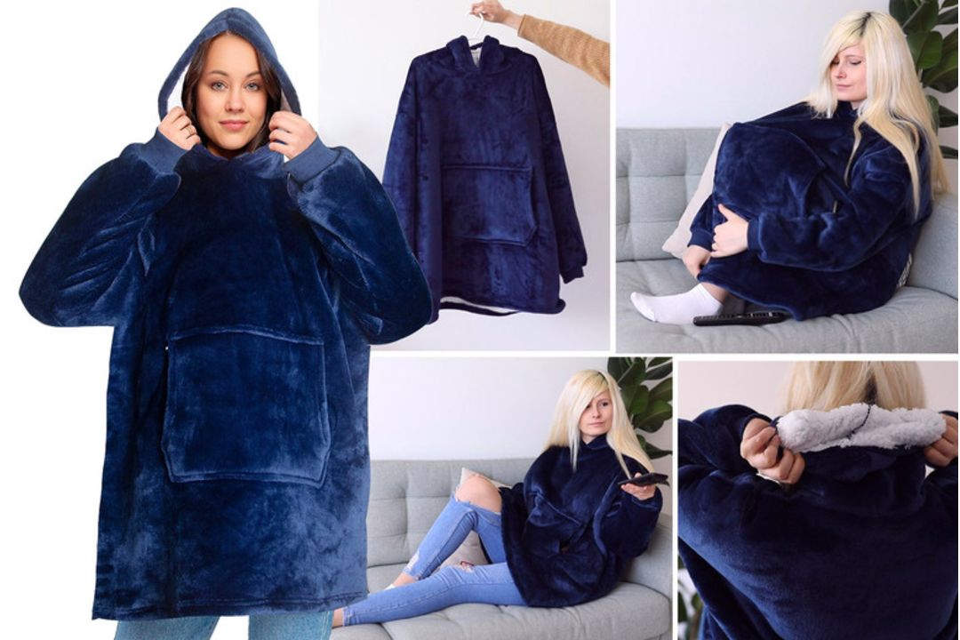 FREE DELIVERY - HOODED SNUGGLE BLANKET - BLUE(AQA-00115) - Image 1 of 3