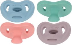 500 X NUBY SILICONE SOOTHER 0 - 6+ MONTHS ASSORTED COLOURS