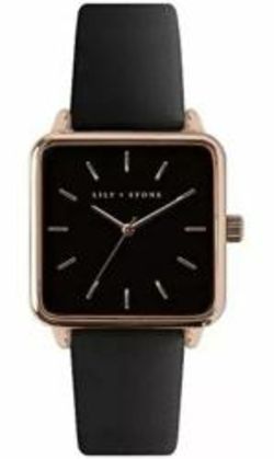 X20 LILY & STONE MILAN ANALOG LADIES WATCH BLACK ROSE GOLD CASE LSML001