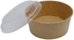 1000 14OZ BROWN KRAFT DISPOSABLE SOUP CONTAINERS WITH LIDS FOR ICE CREAM AND SOUP BOWLS TAKEAWAY