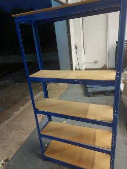 HEAVY DUTY COMMERCIAL STORAGE SHELVING UNIT METAL /WOODEN STORAGES STRONG METAL USED VGC