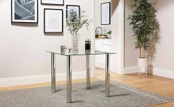 LARGE PALLET NOVA GLASS DINING TABLE LEG CHROME ONLY 90CM