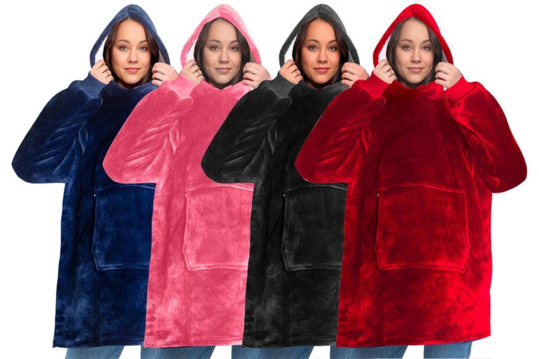 FREE DELIVERY - HOODED SNUGGLE BLANKET - BLUE(AQA-00115) - Image 2 of 3