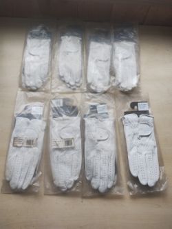 MARK TODD EQUESTRIAN LEATHER RIDING GLOVES WHITE ADULT - XS/XL- JOBLOT OF 8 PAIRS