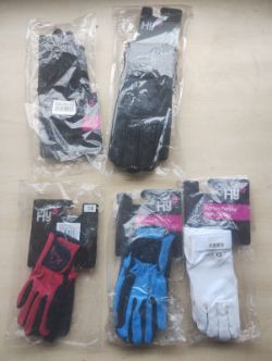 HY5 EQUESTRIAN RIDING GLOVES - KIDS AND ADULTS - MIXED SIZES AND STYLES - JOBLOT OF 5- NEW