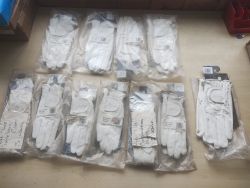 MARK TODD EQUESTRIAN LEATHER COMPETITION GLOVES WHITE - XS/ S/L/XL- JOBLOT OF 11 PAIRS
