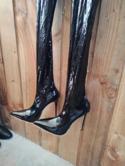 WOMENS SYNTHETIC LEATHER TROUSER BOOTS - HIGH HEEL - EU 43 - NEW BOXED