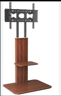 UNHO FLOOR TV STAND WOOD, UNIVERSAL TV MOUNT FOR 32-65 INCH LCD LED TVS HEIGHT ADJUSTABLE- NEW
