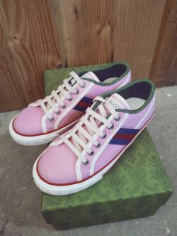GUCCI WOMENS PINK 1977 TENNIS TRAINERS, EU 39, NEW-BOXED