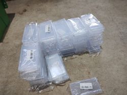 JOBLOT OF 65 - CLEAR STATIONARY/ STICKER'S PLASTIC STORAGE BOX - NEW IN ORIGINAL PACKAGING