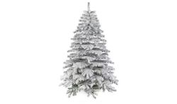PREMIER 7FT FLOCKED MOUNTAIN PINE CHRISTMAS TREE - GREEN/WHITE NEW BOX