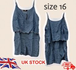 NEW SIMPLY BE LADIES WOMENS TENCEL DENIM MID-BLUE PLAYSUIT, SHORT SIZE SET OF 2 PCS